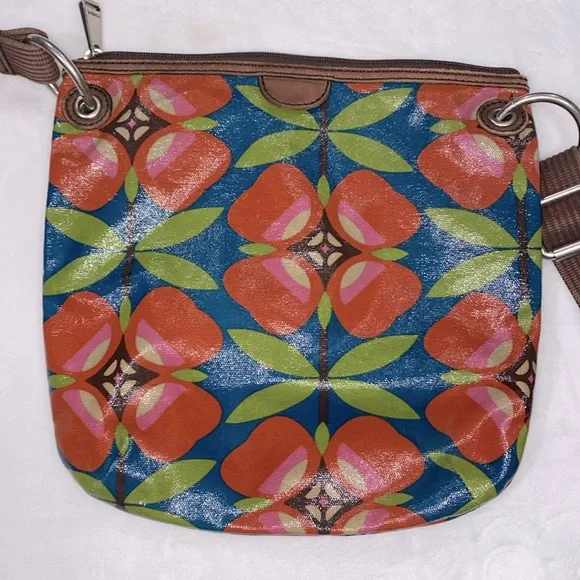 Fossil key boho floral print coated canvas crossbody bag - Picture 2 of 8